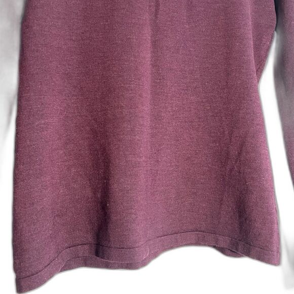 Ann Taylor Loft Plum Silk Blend Boat Neck Fine Knit Sweater Minimalist Sz Small - Picture 7 of 9